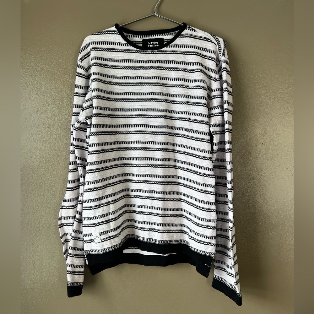 Native Youth black & white strip cotton sweater